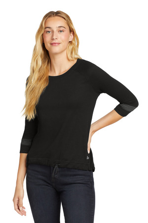 New Era ® Women's Tri-Blend 3/4-Sleeve Tee LNEA136 — Black Solid/ Graphite