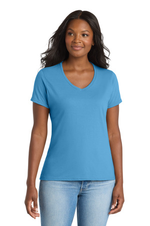 Port & Co ® Women's Performance Blend V-Neck Tee. LPC381V — Aquatic Blue