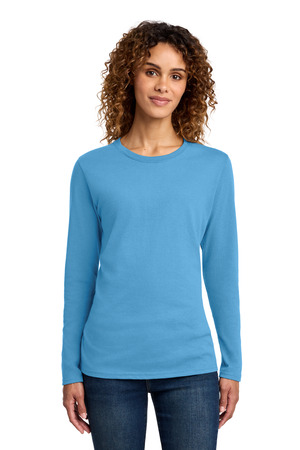 Port & Co ® Women's Long Sleeve Core Cotton Tee. LPC54LS — Aquatic Blue