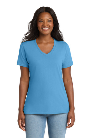 Port & Co ® Women's Core Cotton V-Neck Tee. LPC54V — Aquatic Blue