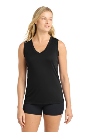Sport-Tek ® Women's Sleeveless PosiCharge ® Competitor™ V-Neck Tee. LST352 — Black