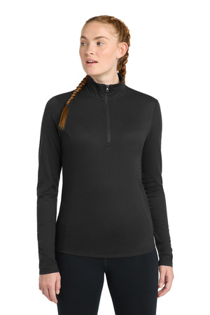 Sport-Tek ® Women's PosiCharge ® Tri-Blend Wicking 1/4-Zip Pullover. LST407 — Black Triad Solid