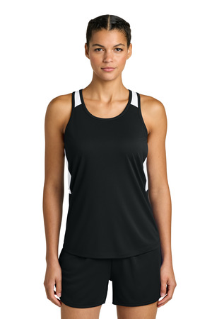 Sport-Tek ® Women's Club Track Tank LST446 — Black/ White