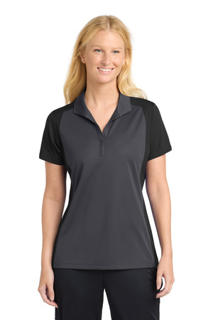 Sport-Tek ® Women's Colorblock Micropique Sport-Wick ® Polo. LST652 — Iron Grey/ Black