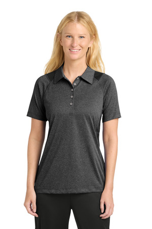 Sport-Tek ® Women's Heather Colorblock Contender ™ Polo. LST665 — Graphite Heather/ Black