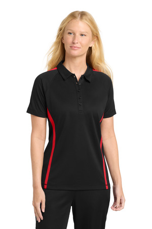 Sport-Tek ® Women's PosiCharge ® Micro-Mesh Colorblock Polo. LST685 — Black/ Red