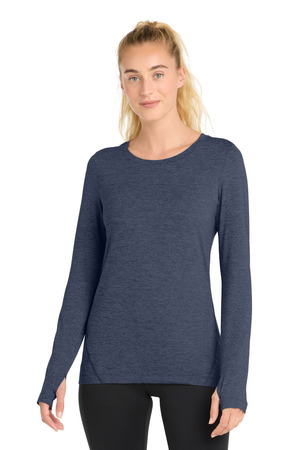 Sport-Tek ® Women's Exchange 1.5 Long Sleeve Crew. LST710 — Dark Denim Heather