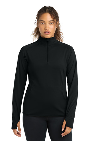 Sport-Tek ® Women's Sport-Wick ® Stretch 1/4-Zip Pullover. LST850 — Black