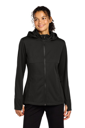 Sport-Tek ® Women's Hooded Soft Shell Jacket LST980 — Deep Black