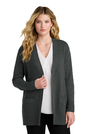 Port Authority ® Women's Easy Care Open-Front Cardigan Sweater LSW2890 — Charcoal Heather