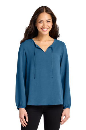Port Authority ® Women's Textured Crepe Blouse LW714 — Aegean Blue