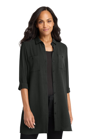 Port Authority ® Women's Textured Crepe Long Tunic LW715 — Deep Black