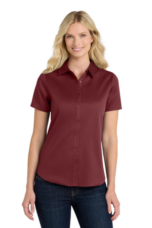 Port Authority ® Women's Short Sleeve SuperPro React ™ Twill Shirt. LW809 — Burgundy