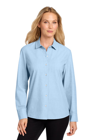 Mercer+Mettle ® Women's Long Sleeve Stretch Woven Shirt MM2001 — Air Blue End On End