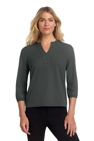 Mercer+Mettle ® Women's Stretch Crepe 3/4-Sleeve Blouse MM2011 — Anchor Grey
