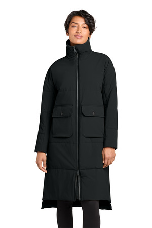 MiiR ® Women's Sashiko Stretch Puffy Long Jacket MRAW445 — Pitch Black