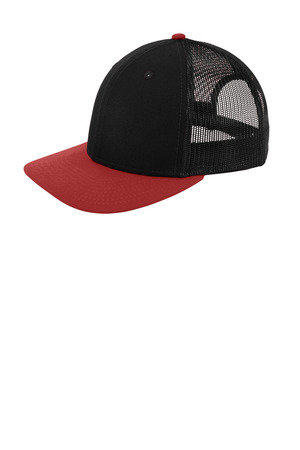 New Era ® Snapback Low Profile Trucker Cap NE207 — Black/ Scarlet