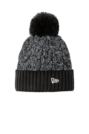New Era ® Marled Knit Pom Beanie NE910 — Black/ Graphite/ White