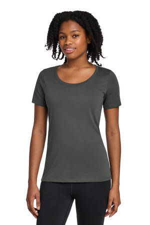 Nike Women's Dri-FIT Cotton/Poly Scoop Neck Tee. NKBQ5234 — Anthracite