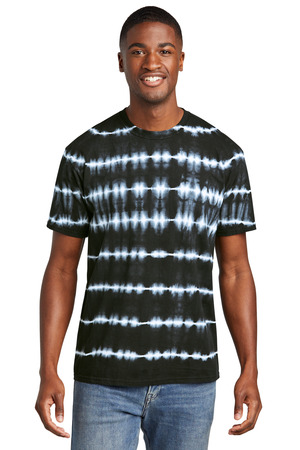 Port & Co ® Allover Stripe Tie-Dye Tee PC142 — Black/ White