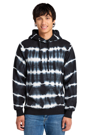 Port & Co ® Allover Stripe Tie-Dye Fleece PC143 — Black/ White