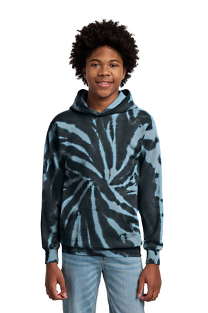 Port & Co ® Youth Tie-Dye Pullover Hooded Sweatshirt. PC146Y — Black