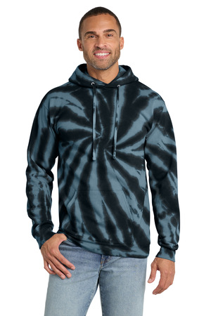 Port & Co ® Tie-Dye Pullover Hooded Sweatshirt. PC146 — Black