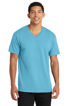 Port & Co ® Core Cotton V-Neck Tee. PC54V — Aquatic Blue