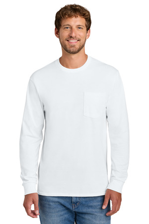 Port & Co ® Tall Long Sleeve Essential Pocket Tee. PC61LSPT