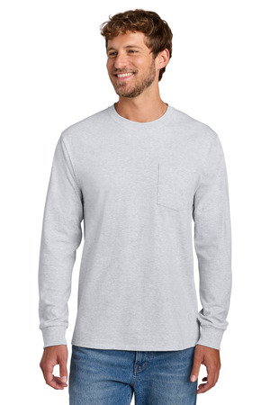 Port & Co ® Long Sleeve Essential Pocket Tee. PC61LSP — Ash