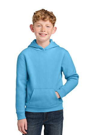 Port & Co ® Youth Easy Fleece Pullover Hooded Sweatshirt PC68YH — Aquatic Blue