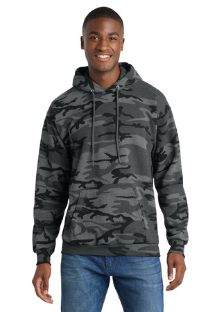 Port & Co ® Core Fleece Camo Pullover Hooded Sweatshirt. PC78HC — Black Heather Camo