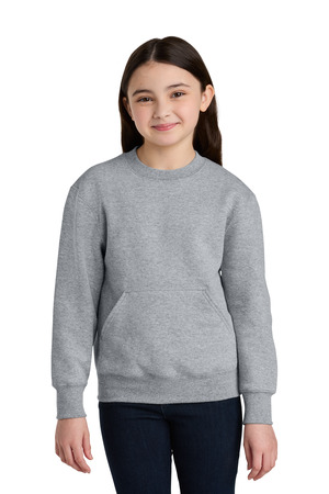 Port & Co ® Youth Core Fleece Crewneck Pocket Sweatshirt PC78YPKT — Athletic Heather