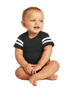 Rabbit Skins ™ Infant Football Fine Jersey Bodysuit. RS4437 — Black/ White