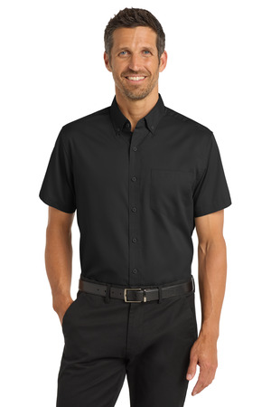 Port Authority ® Short Sleeve SuperPro ™ Twill Shirt. S664 — Black