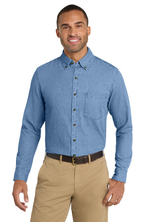 Port & Co ® Long Sleeve Value Denim Shirt. SP10 — Faded Blue