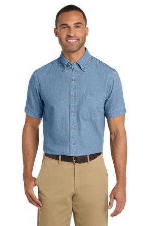 Port & Co ® Short Sleeve Value Denim Shirt. SP11 — Faded Blue