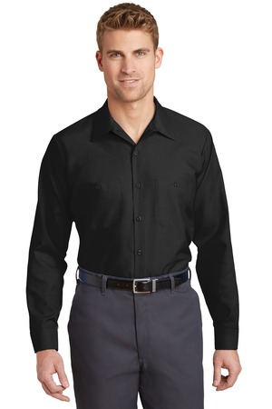 Red Kap ® Long Size, Long Sleeve Industrial Work Shirt. SP14LONG — Black