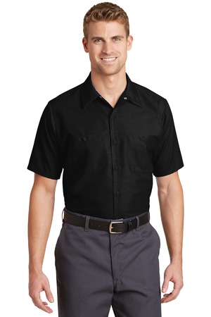 Red Kap ® Long Size, Short Sleeve Industrial Work Shirt. SP24LONG — Black