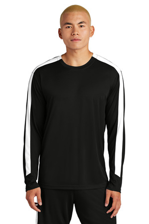 Sport-Tek ® Competitor ™ United Long Sleeve Crew ST100LS — Black/ White
