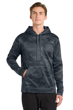 Sport-Tek ® Sport-Wick ® CamoHex Fleece Hooded Pullover. ST240 — Dark Smoke Grey