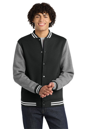 Sport-Tek ® Fleece Letterman Jacket. ST270 — Black/ Vintage Heather