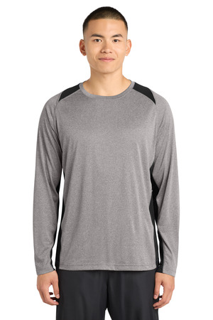 Sport-Tek ® Long Sleeve Heather Colorblock Contender ™ Tee. ST361LS — Vintage Heather/ Black