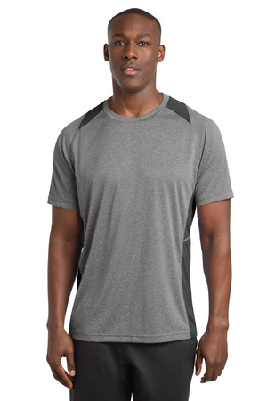 Sport-Tek ® Heather Colorblock Contender ™ Tee. ST361 — Vintage Heather/ Black