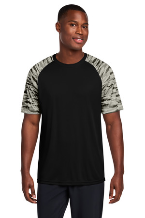 Sport-Tek ® Drift Camo Colorblock Tee ST376 — Black