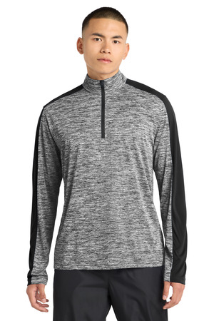 Sport-Tek ® PosiCharge ® Electric Heather Colorblock 1/4-Zip Pullover. ST397 — Black Electric/ Black