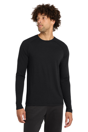 Sport-Tek ® PosiCharge ® Long Sleeve Tri-Blend Wicking Raglan Tee ST400LS — Black Triad Solid