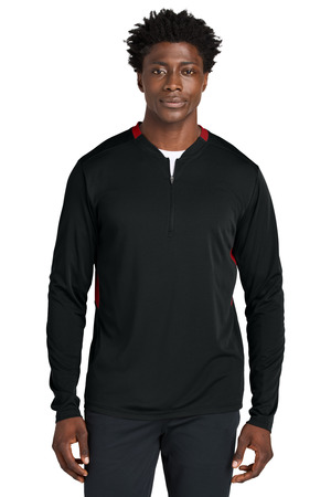 Sport-Tek ® Club 1/4-Zip Pullover ST443 — Black/ Deep Red