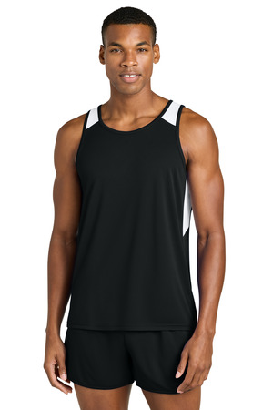 Sport-Tek ® Club Track Tank ST446 — Black/ White