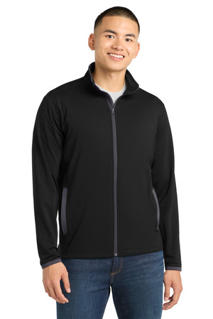 Sport-Tek ® Sport-Wick ® Stretch Contrast Full-Zip Jacket. ST853 — Black/ Charcoal Grey